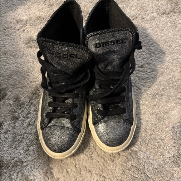 Diesel Women's Glittery Black Sneakers - Picture 1 of 12